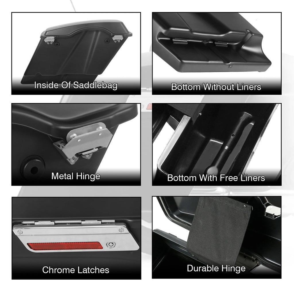 5" Stretched Extended Hard SaddleBags for Harley Softail Fatboy (1984–2017)