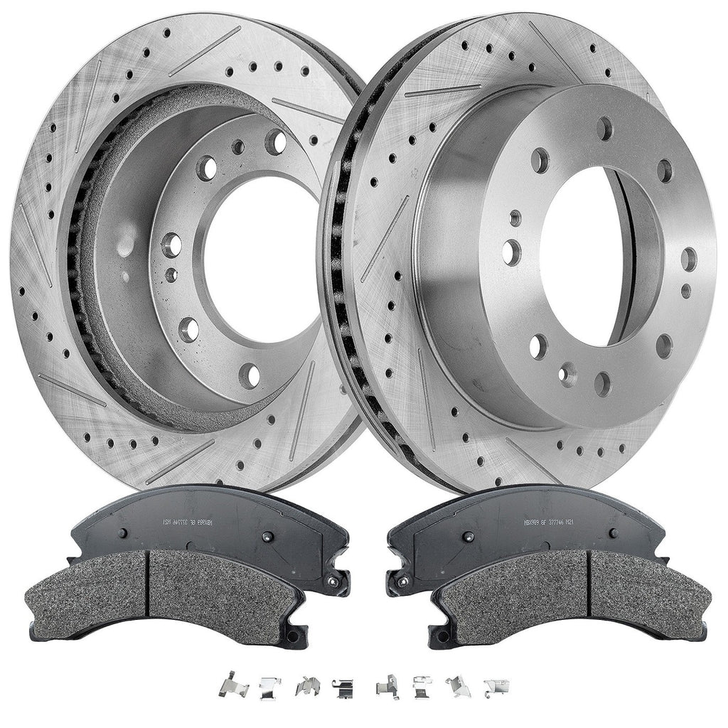 Brake Disc & Pad Kit for Chevy Silverado 2500 HD (2011–2019) Cross-drilled