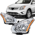 Chrome Headlight Assembly Pair for Nissan Rogue (2008–2015)