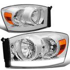 LED DRL Headlight for Dodge Ram Pickup (2006–2009) Chrome Housing Amber