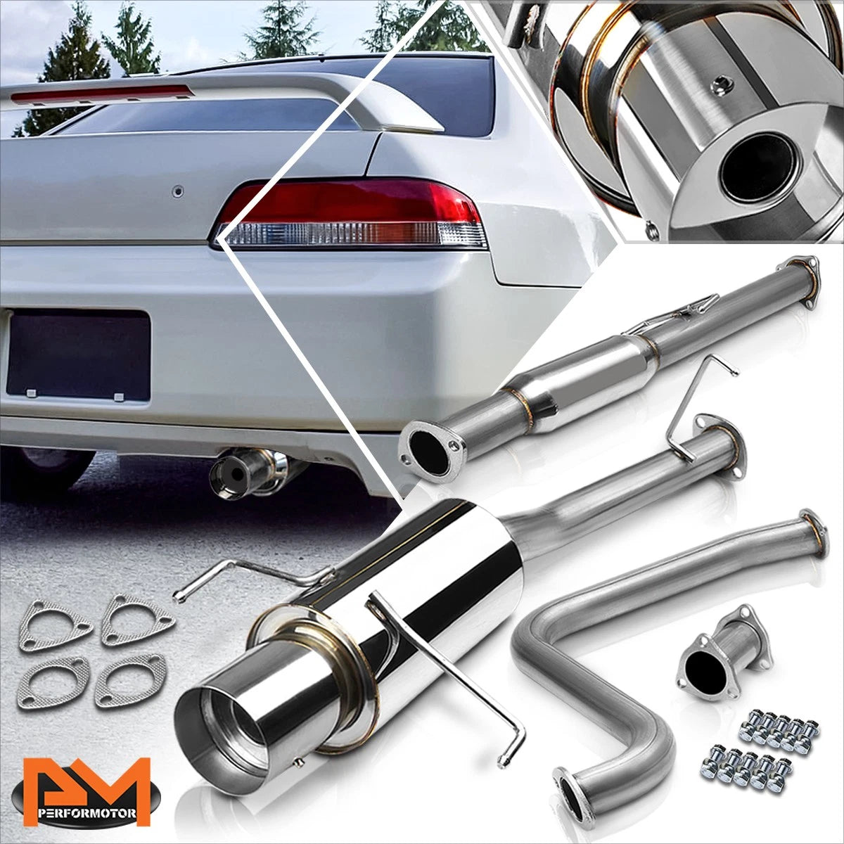 4" Tip Catback Exhaust Muffler for Honda Prelude BB6 H22A4 (1997–2001)