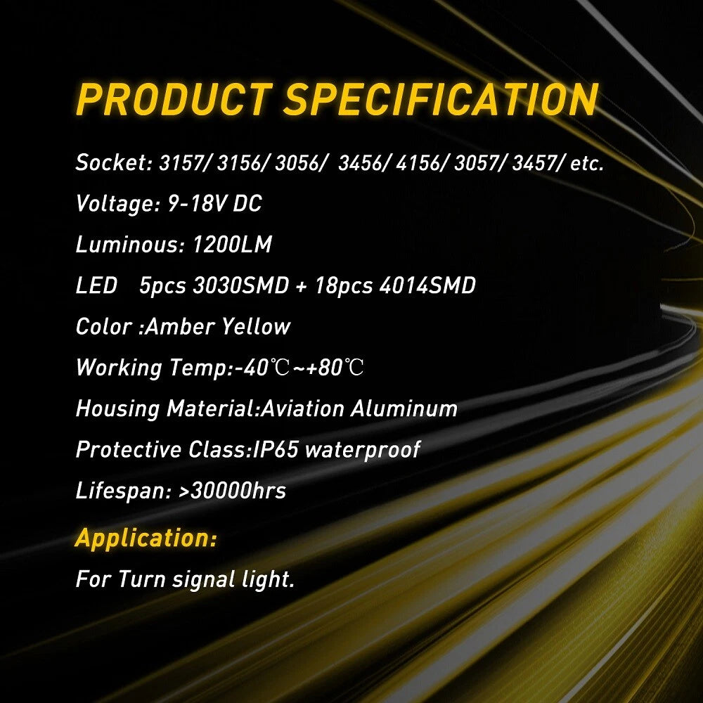 2X AUXITO Yellow Amber 3157 LED Turn Signal Bulbs for
