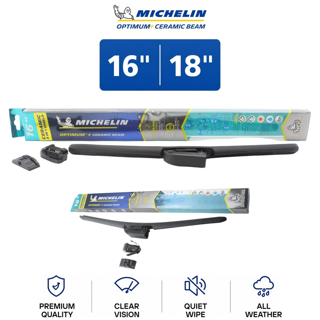 2X Michelin Optimum+ Ceramic Beam Wiper Blades for Dodge B3500 (1995)