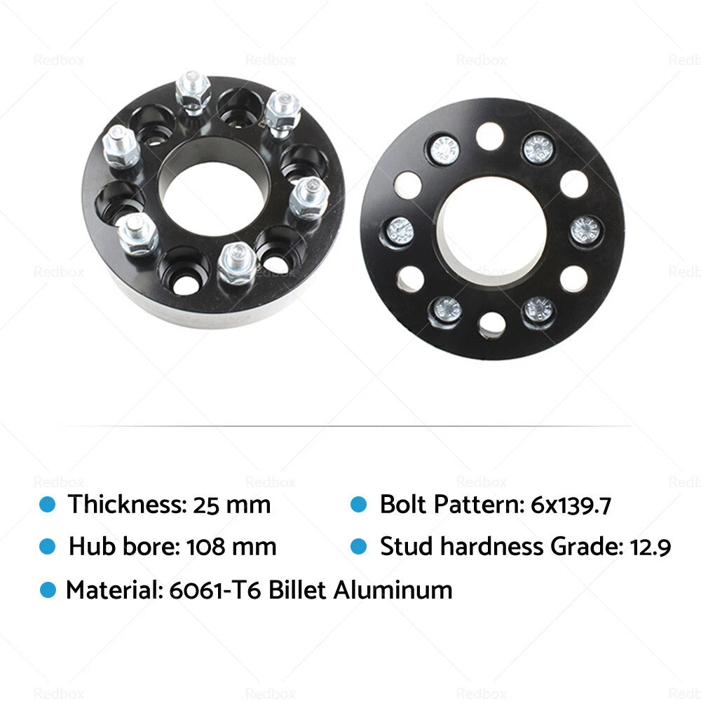 2X Wheel Spacers 25mm 6x139.7 for Toyota Hilux Pajero Triton Ranger