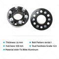 2X Wheel Spacers 25mm 6x139.7 for Toyota Hilux Pajero Triton Ranger