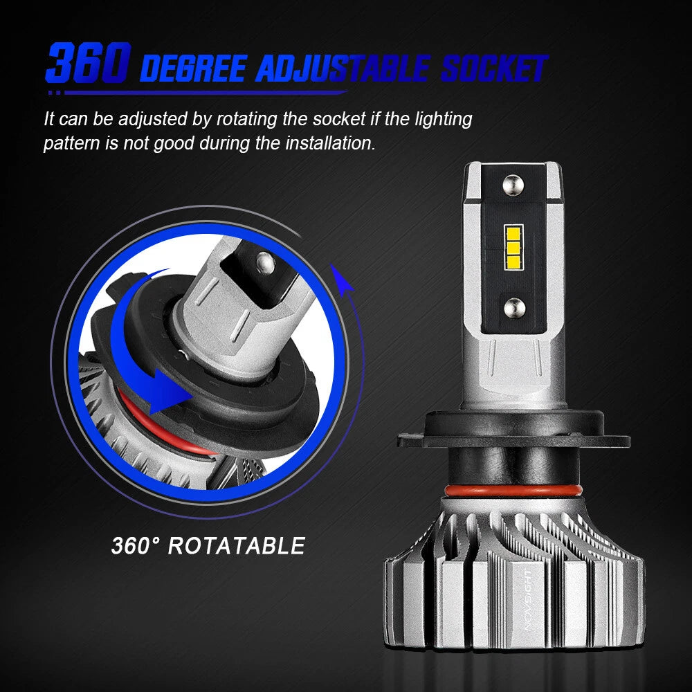 2X H7 LED Headlight Bulbs for NOVSIGHT (200% Bright, 20000LM, 6500K)