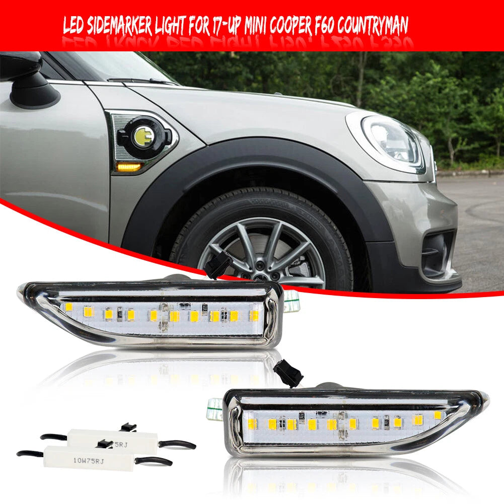 Clear Amber LED Front Side Marker Signal Lights for Mini Cooper Countryman