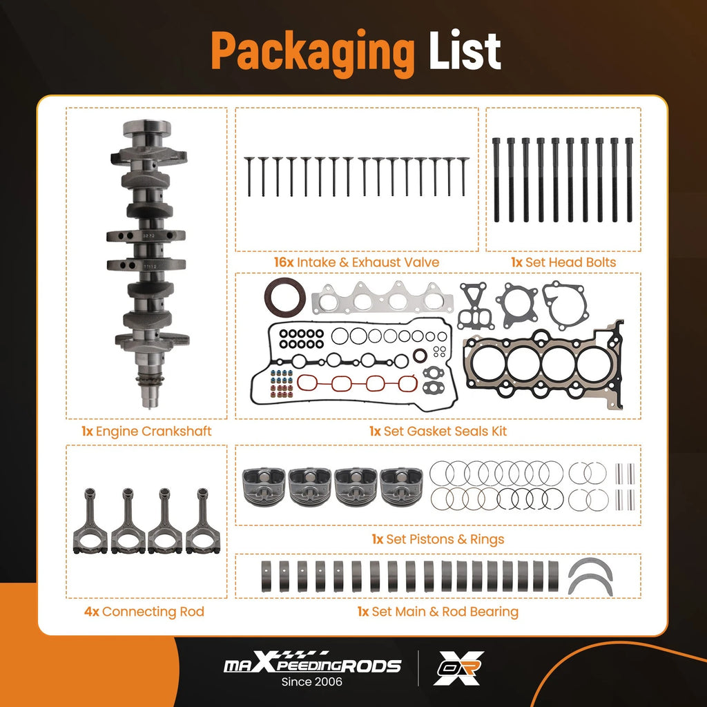 Engine Rebuild Overhaul Kit for Hyundai Kia 1.6L (2011–2021)