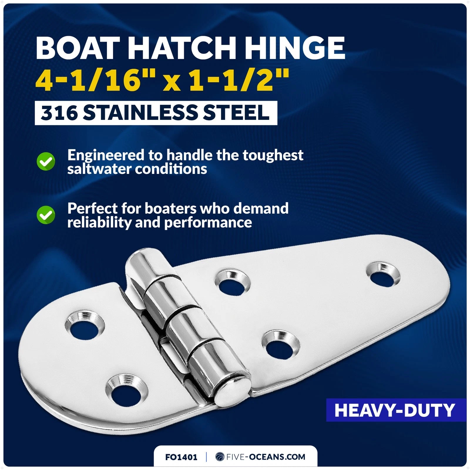 316 Stainless Steel Boat Hatch Hinges (4-1/16" x 1-1/2") - FO1401