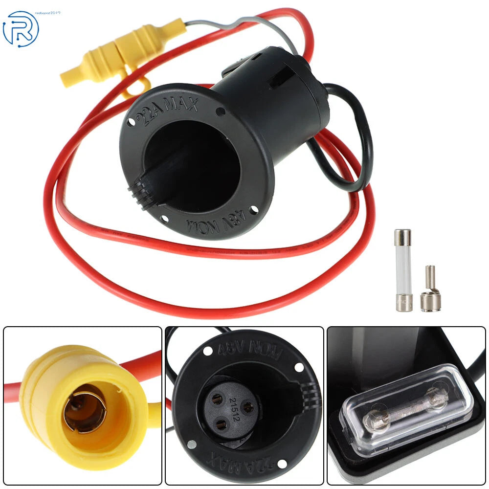 48 Volt DC Charger Receptacle & Fuse Assembly for Club Car DS 