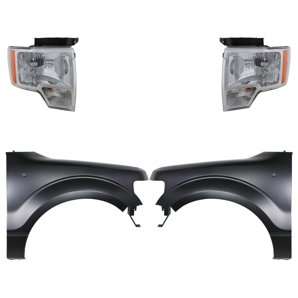 Fender Kit for Ford F-150 (2009–2014) Black CAPA Front Driver & Passenger