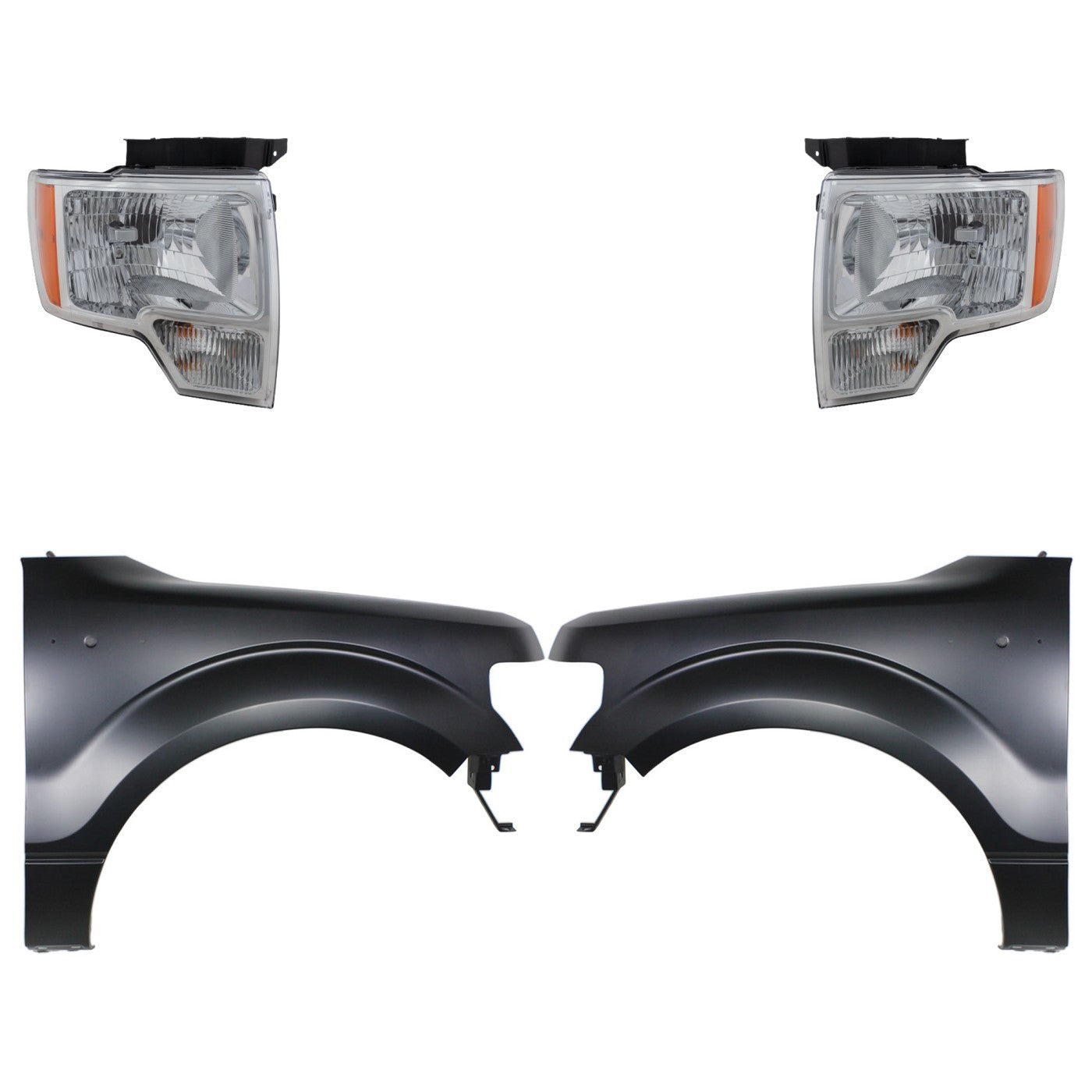 Fender Kit for Ford F-150 (2009–2014) Black CAPA Front Driver & Passenger