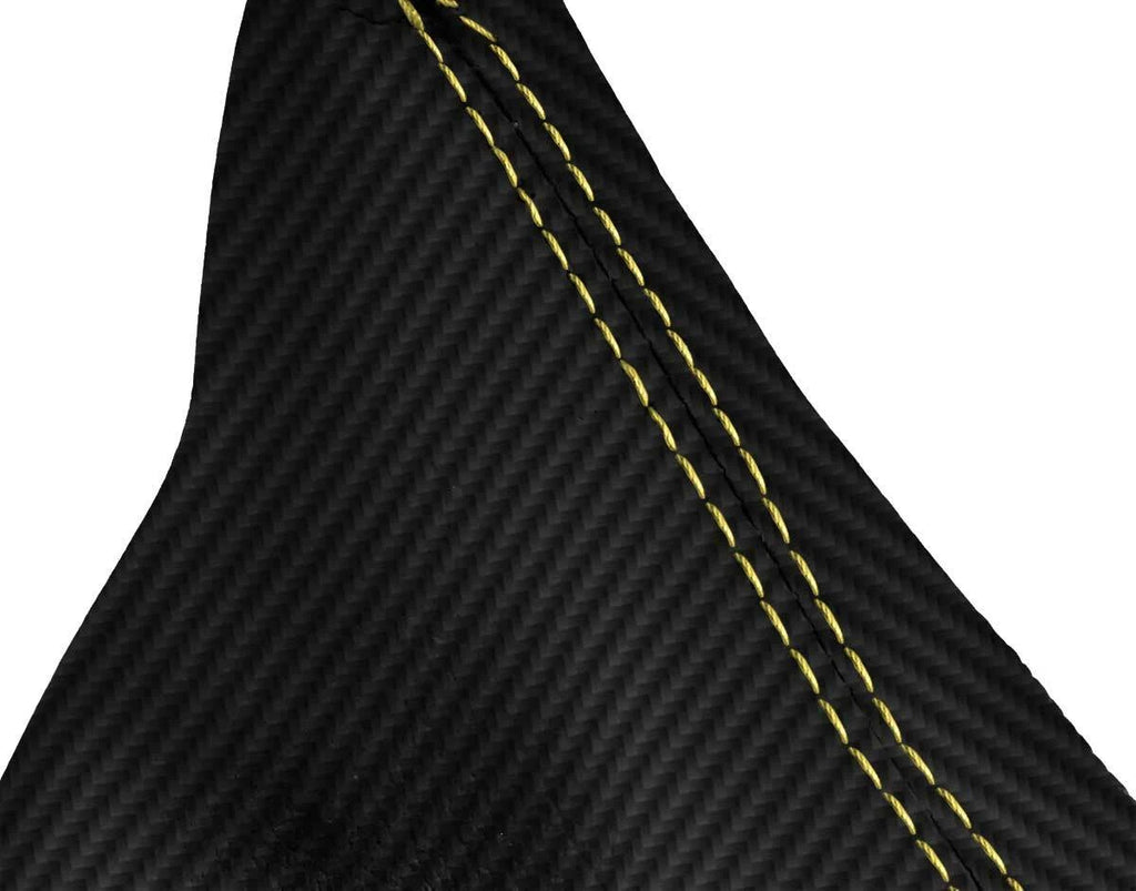 Automatic Shift Boot Cover for BMW E81 E82 E87 (2004–2013) Carbon Fiber Yellow Stitch