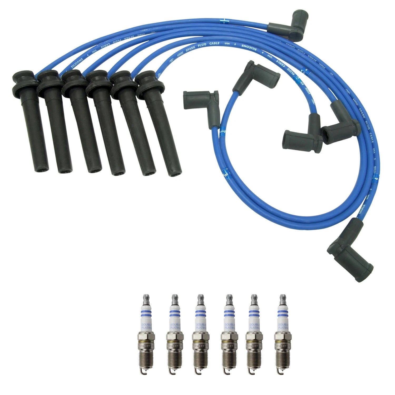 NGK Wire Set & Bosch 6 Double Platinum Spark Plugs for Sable Taurus (1986–2005)