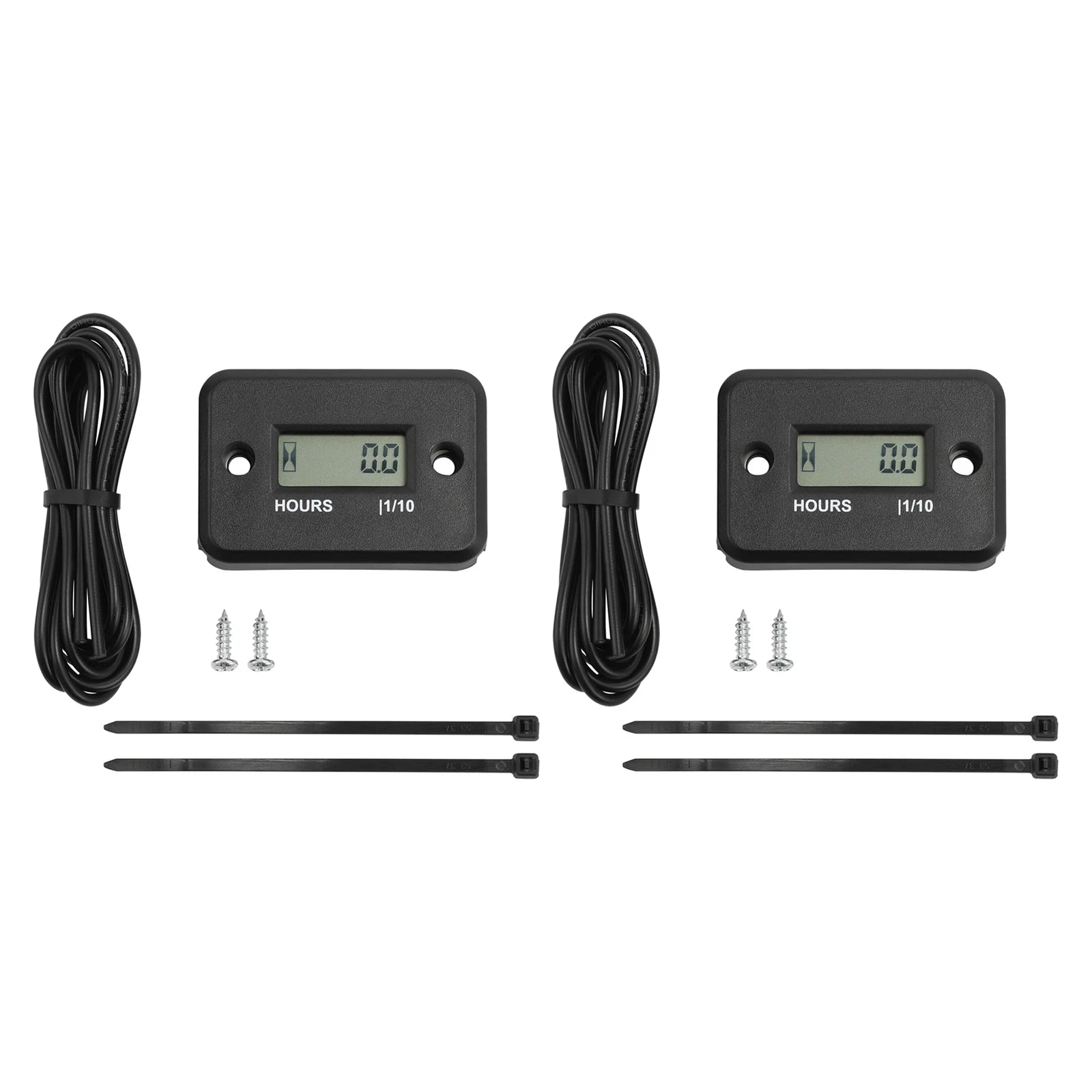 2X Digital Hour Meters for ATV Snowmobile Boat Dirt Bike (Waterproof LCD)