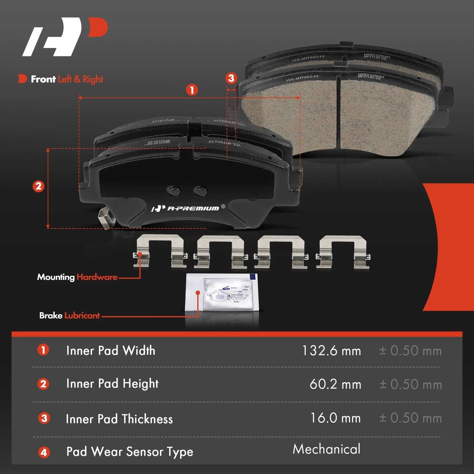 Set of 4 Front Ceramic Brake Pads for Hyundai Elantra (2017–2020)