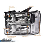 Pair of Clear Lens Headlights for GMC Sierra 1500 2500HD 3500HD (2007–2013)