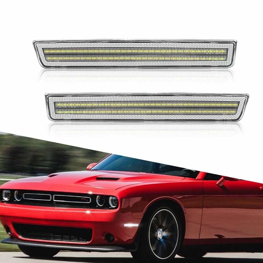 2 Front White LED Side Marker Lights for Dodge Challenger (2015–2022)