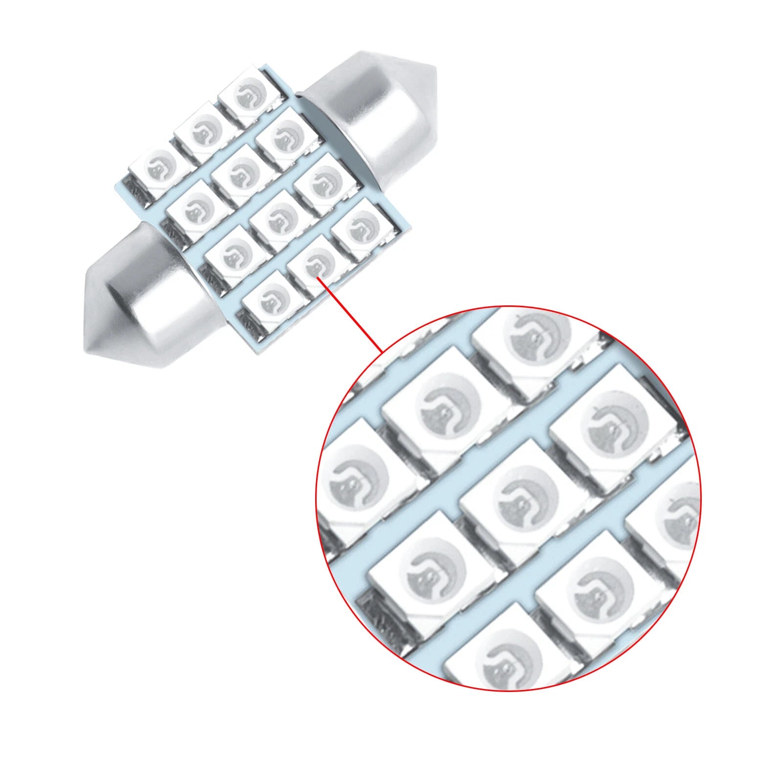 Ultra Blue 12-SMD LED Bulbs for Interior Map Dome Lights (DE3175-DE3022)