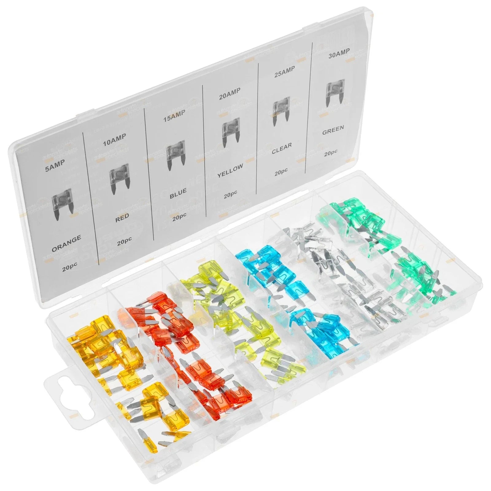 120pc Auto Blade Fuse Assortment Kit 5A 10A 15A 20A 25A 30A