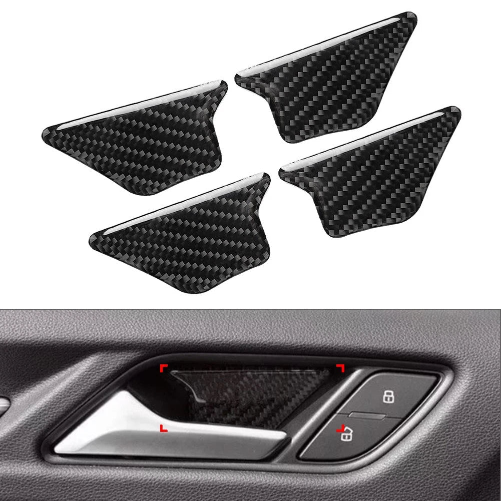 Inner Door Handle Bowl Cover Trim for Audi A3 8V S3 RS3 (2013–2020) Carbon Fiber Black