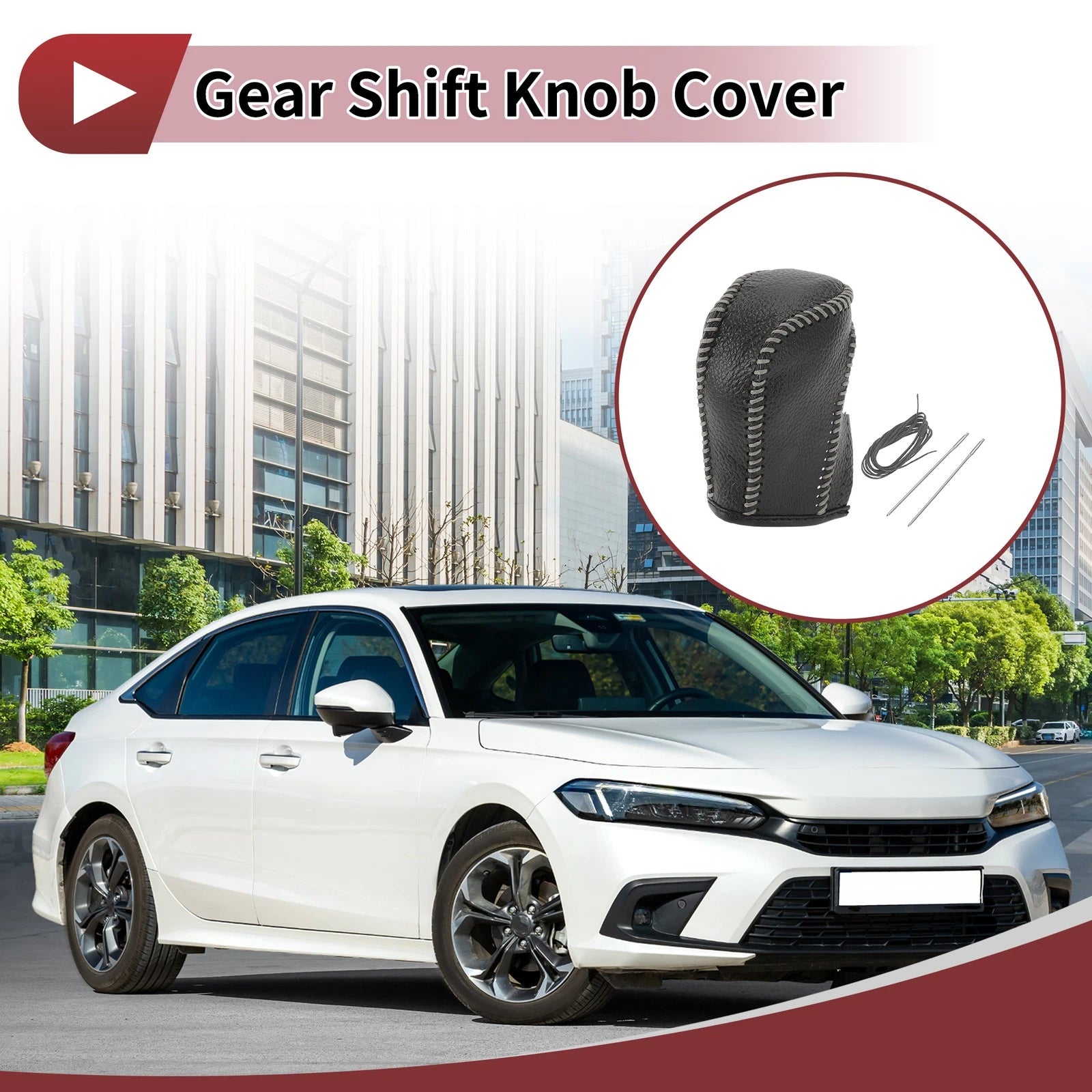 1 Pc Gear Shift Knob Cover for Honda Inspire (2023) Gray Faux Leather