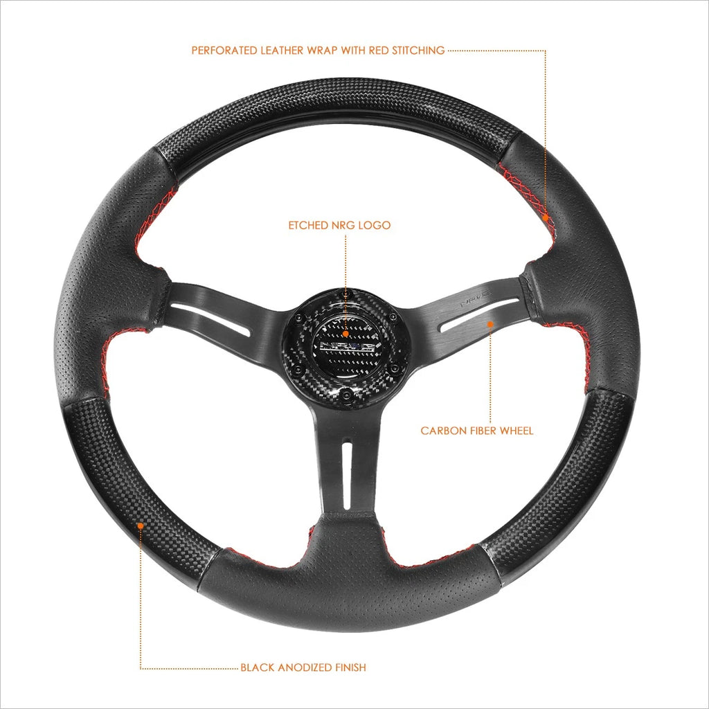 NRG ST-010CFRS 12" Carbon Fiber Steering Wheel for 6-Bolt Hubs (Fits 70mm)