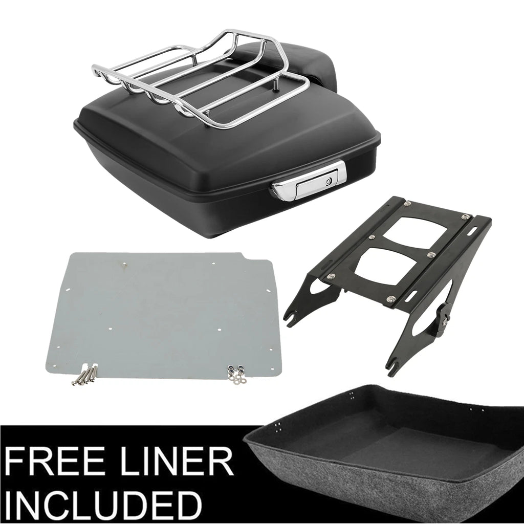 Matt Black Chopped Trunk Pad Plate Mount Rack for Harley Touring (2014–2026)