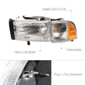 Set of 2 Halogen Chrome Headlights for Dodge Ram 1500 2500 3500 (1994–2002)