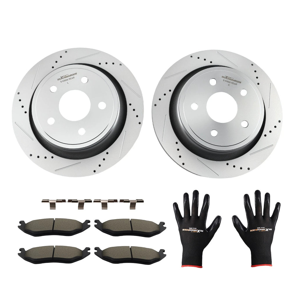 Rear Drilled Brake Rotors & Ceramic Brake Pads for Ram 1500 (2011–2018)