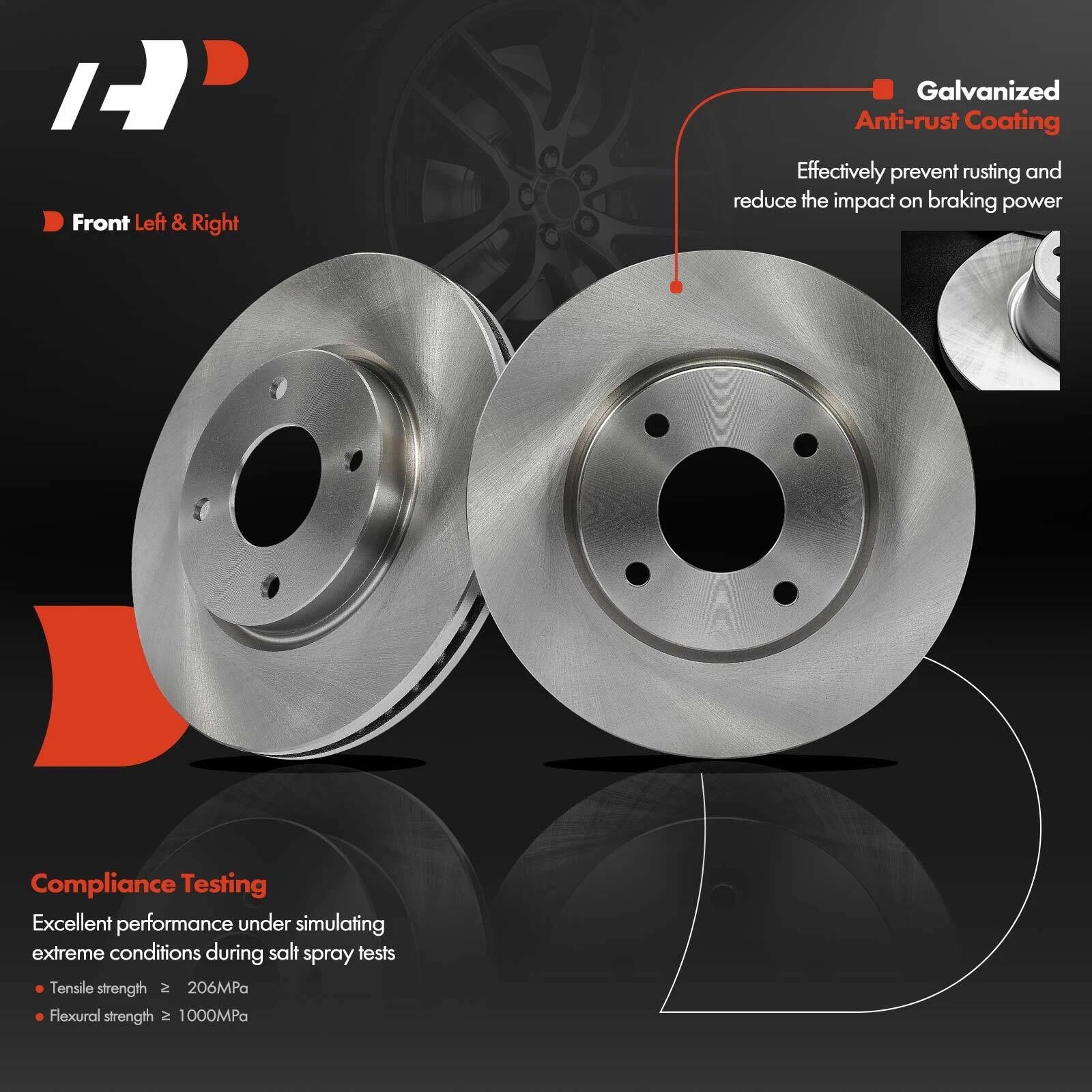 Set of 2 Front Disc Brake Rotors & Ceramic Pads for Nissan Sentra (2007–2012)