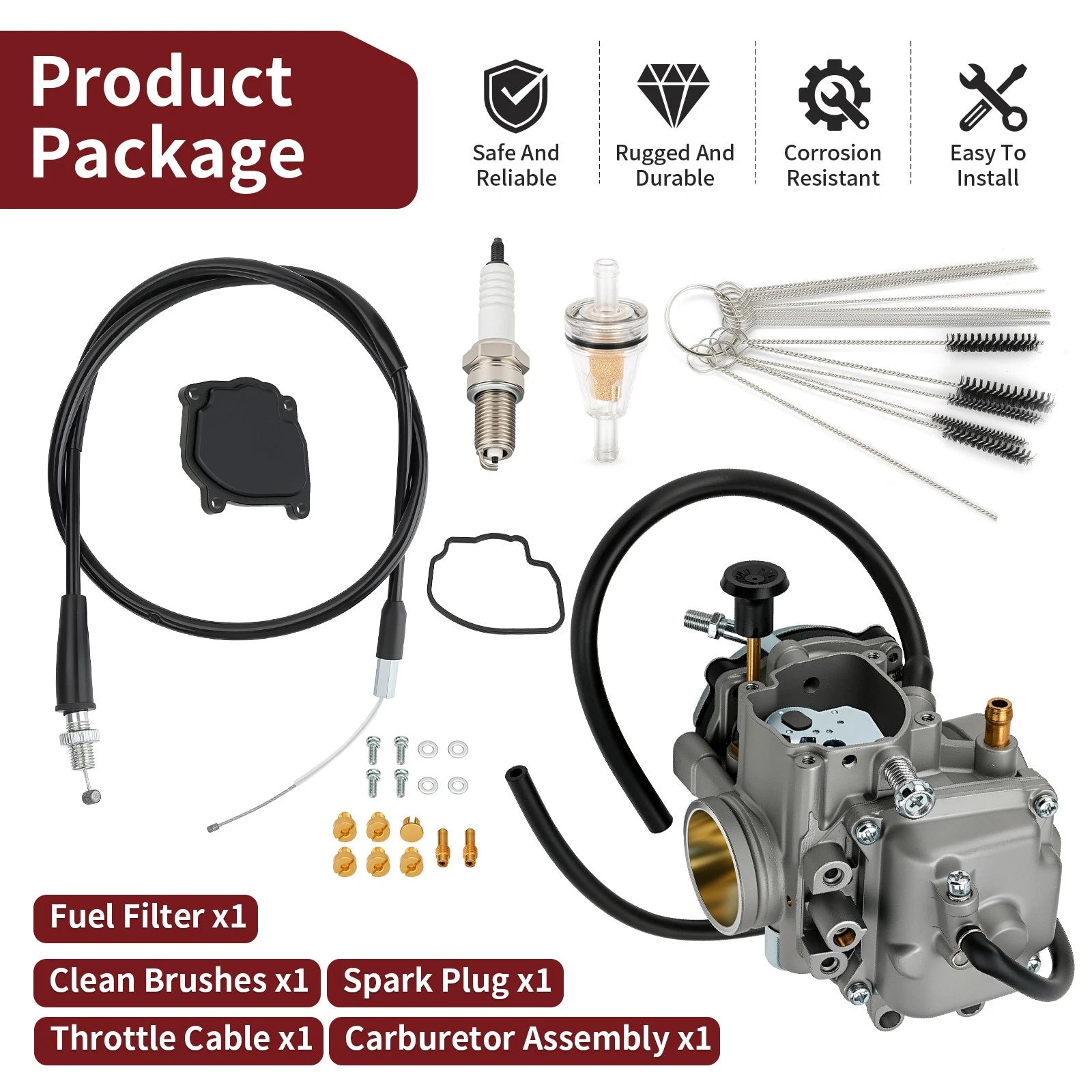 Carburetor Assembly with Throttle Cable for Yamaha Big Bear 350 4x4 (1999)