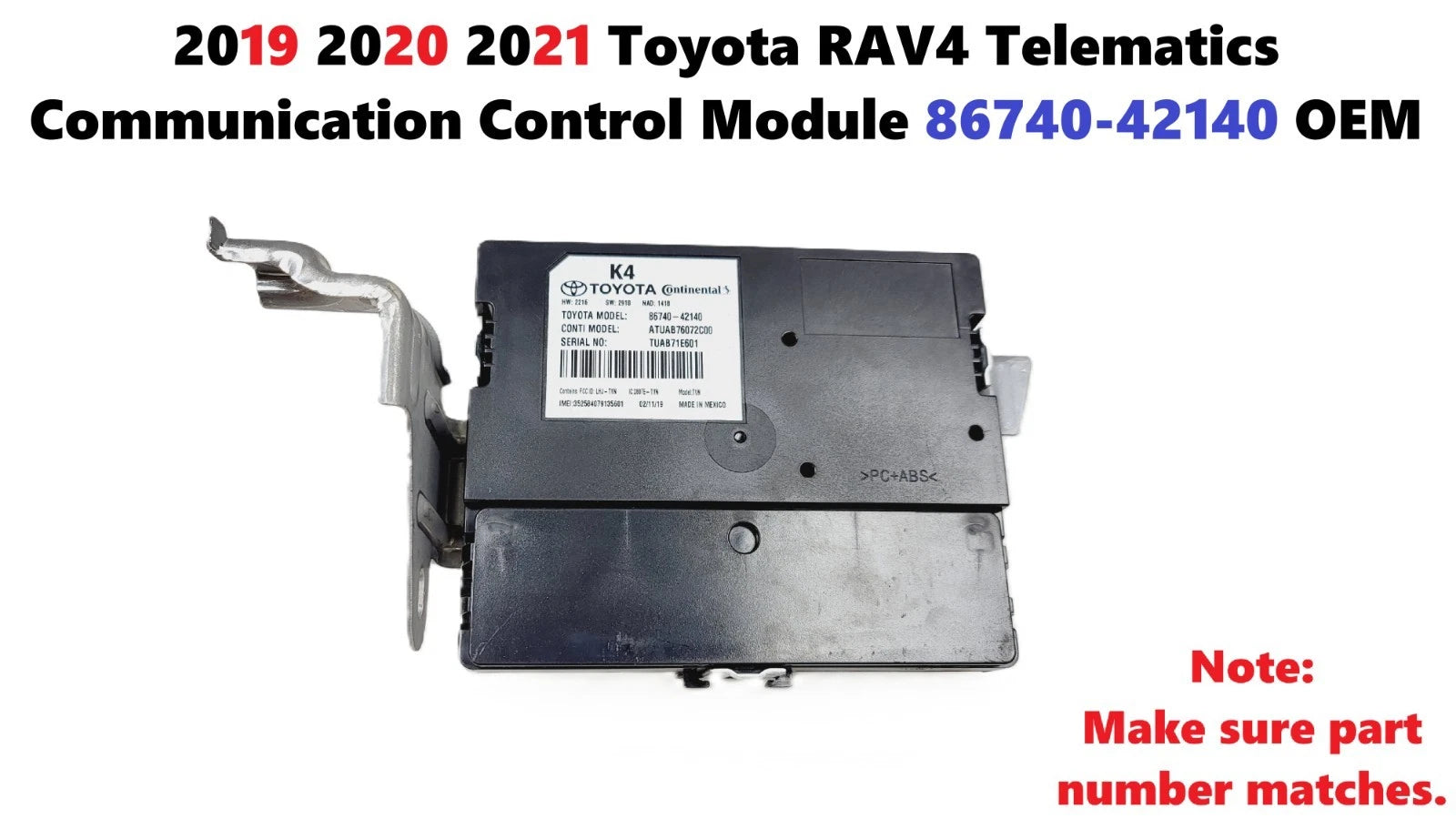 Telematics Communication Control Module 8674042140 for Toyota RAV4 (2019–2021)