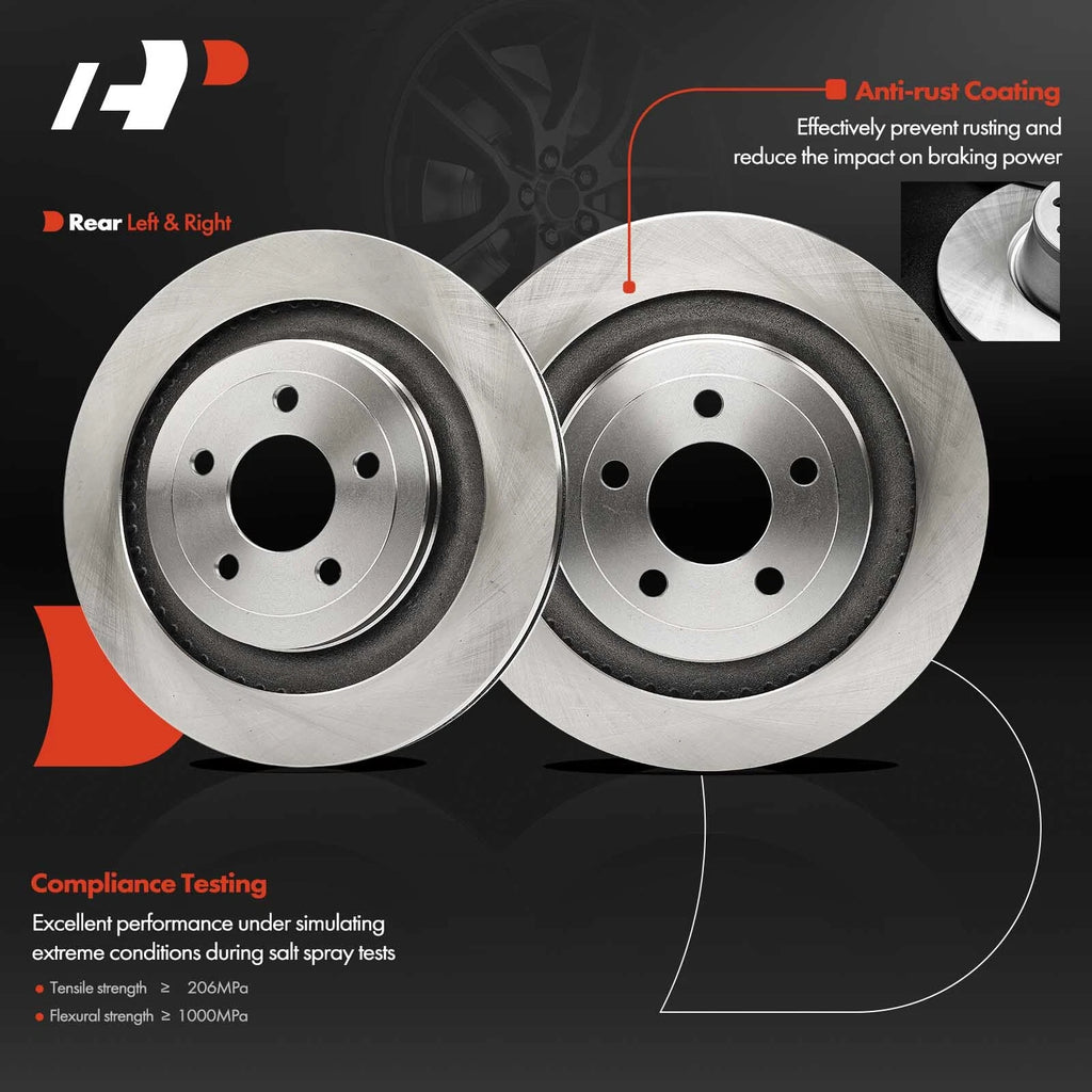 Rear Disc Brake Rotors & Ceramic Pads for Ford Mustang (2015–2021)