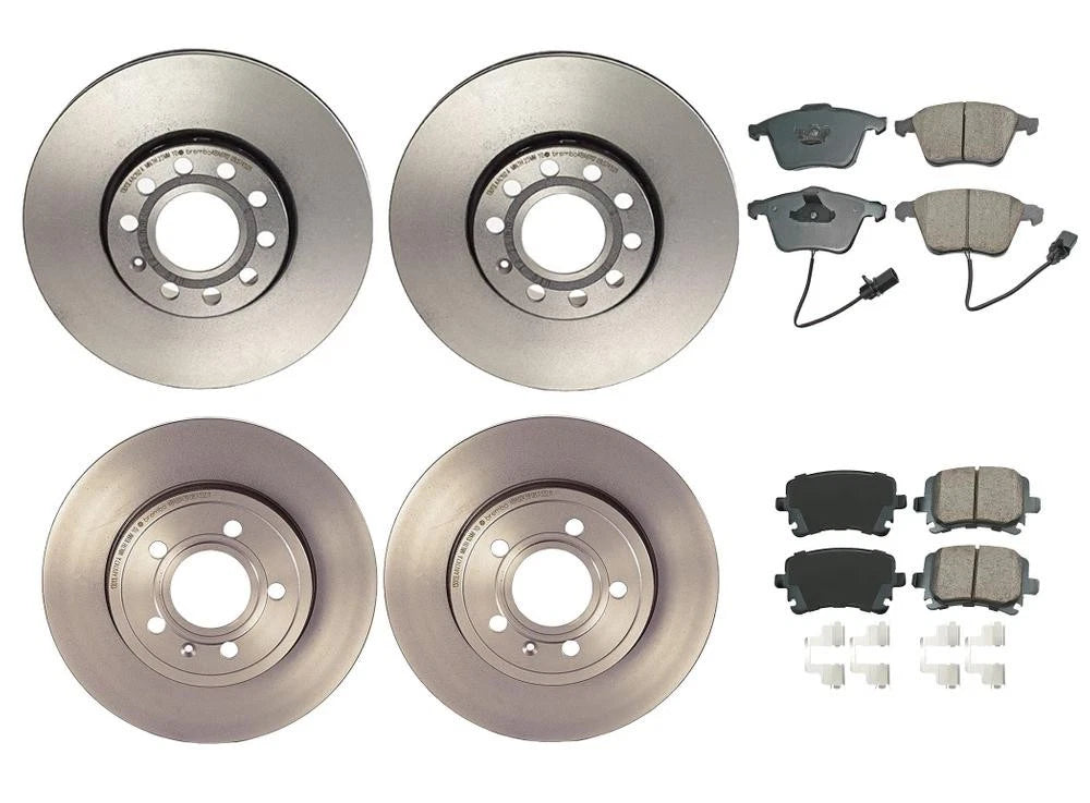 Akebono Front & Rear Brake Kit Euro Pad & 288mm Disc Rotors for Audi A4 Quattro (2005)
