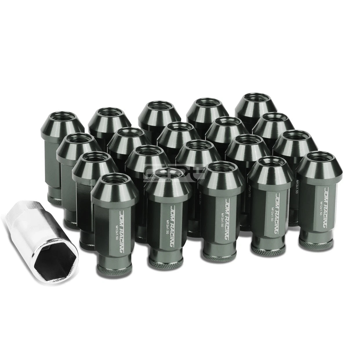 Set of 20 Gun Metal 50mm Anodized Wheel Lug Nuts + Adapter Key for DTS STS DeVille