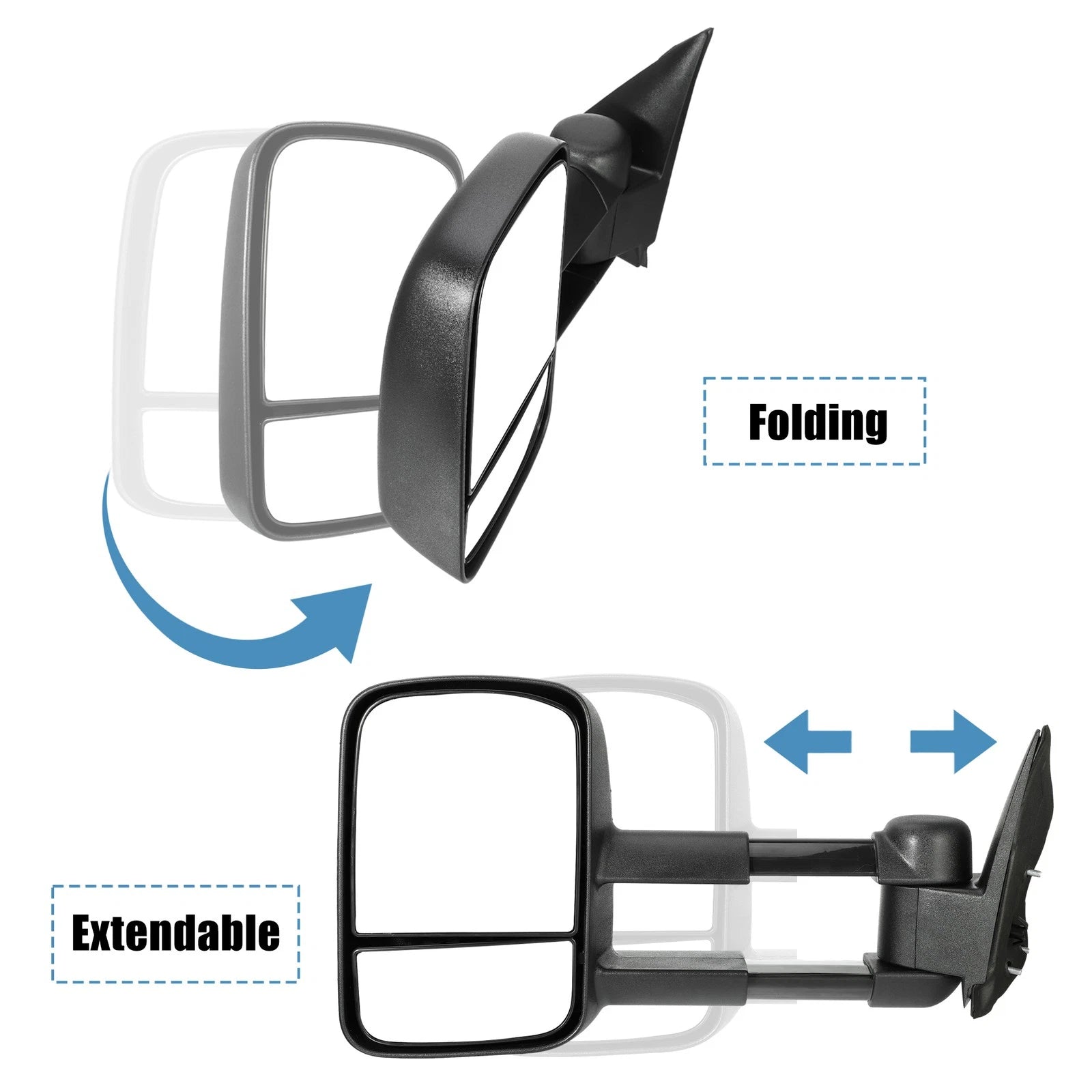 Pair Tow Mirrors for Chevy Silverado Avalanche Suburban GMC Cadillac (2007–2014)