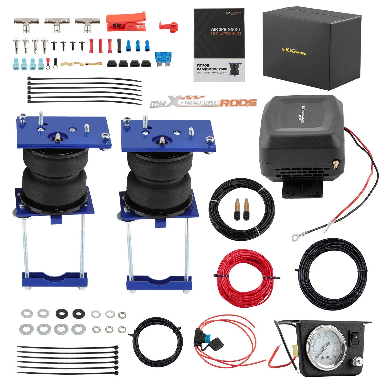 Air Suspension Bags Shock Compressor Kit for Dodge Ram 2500 (2014–2025)
