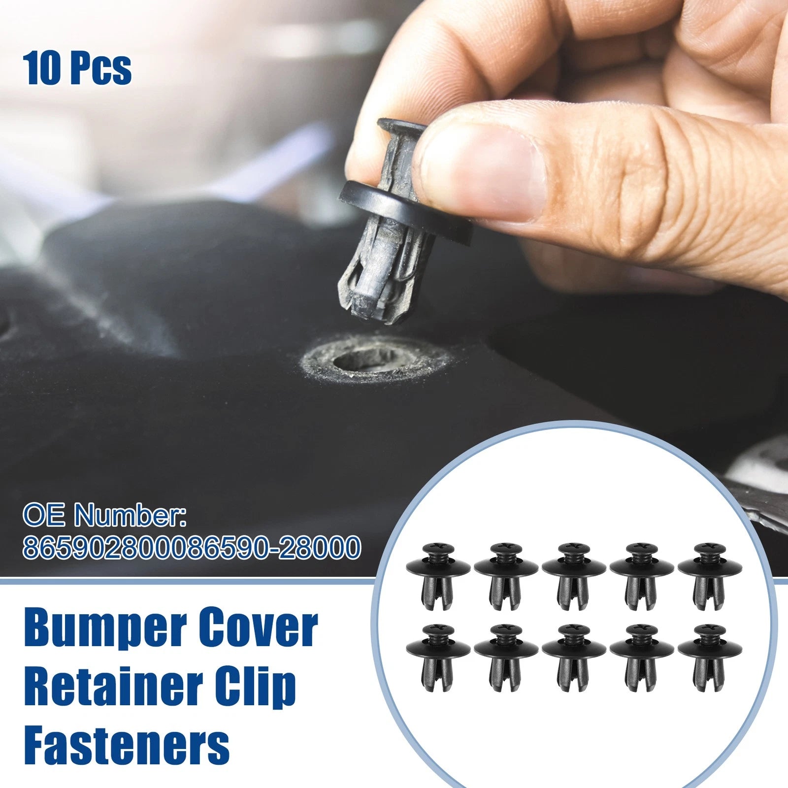 10pcs Bumper Cover Retainer Clip Fasteners for Hyundai Sonata (2011–2019) No. 86590-28000