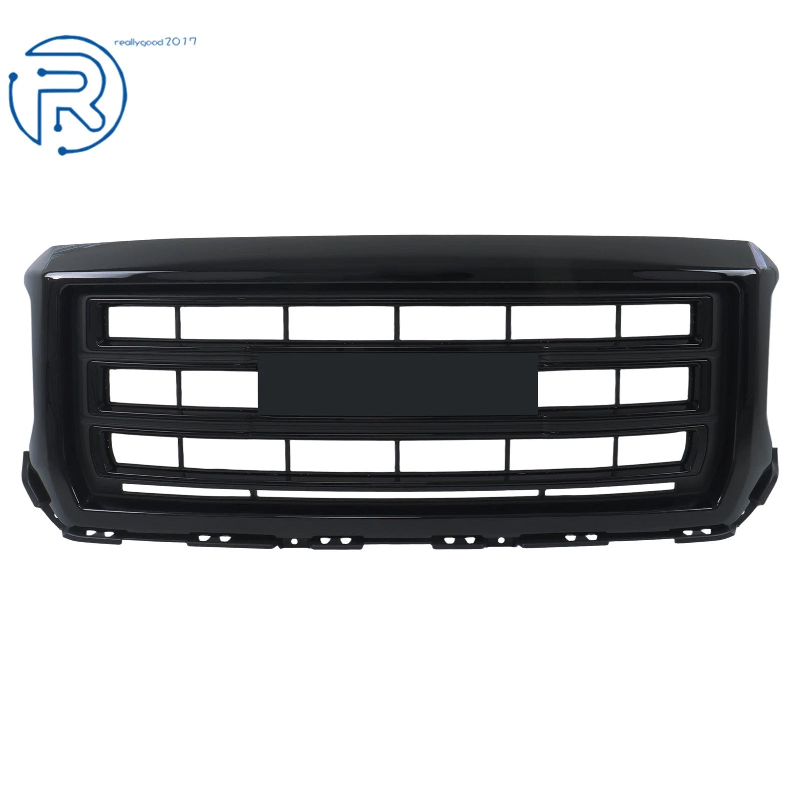 Front Upper Grille for GMC Sierra 1500 (2014-2015) Gloss Black Frame & Bars