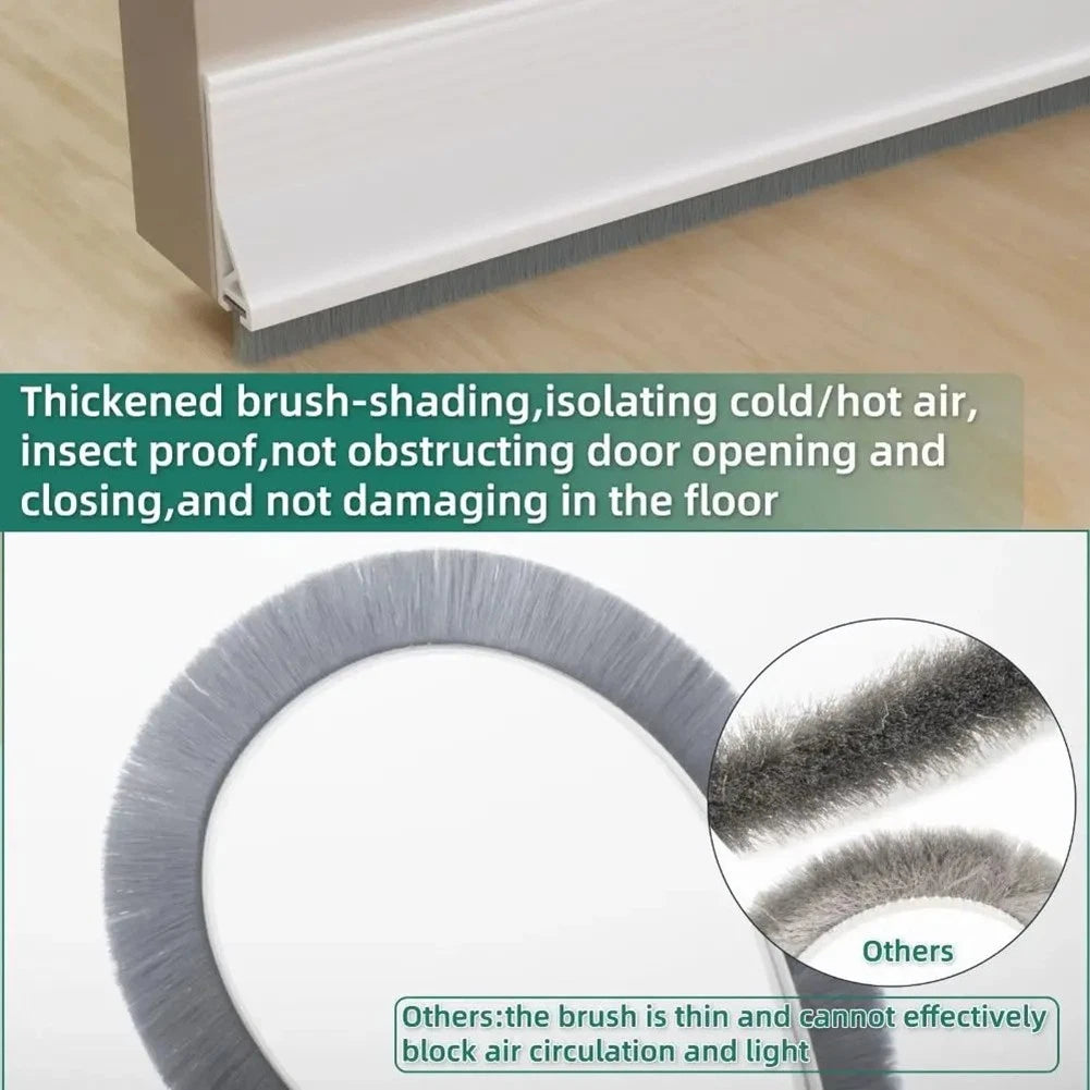 Door Strip with Brush Silicone Floor Seal Draught Excluder for Cabinets (100 cm)