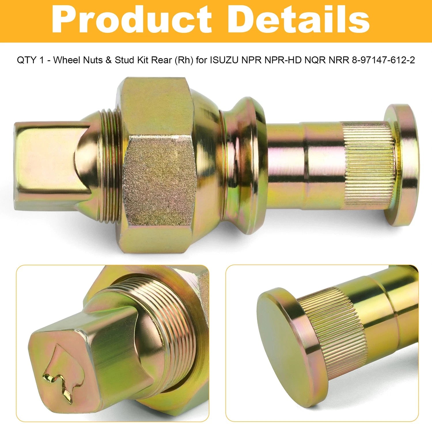 Wheel Nuts Stud Kit Rear Right for Isuzu NPR NPR-HD NQR Reach (8971476122)