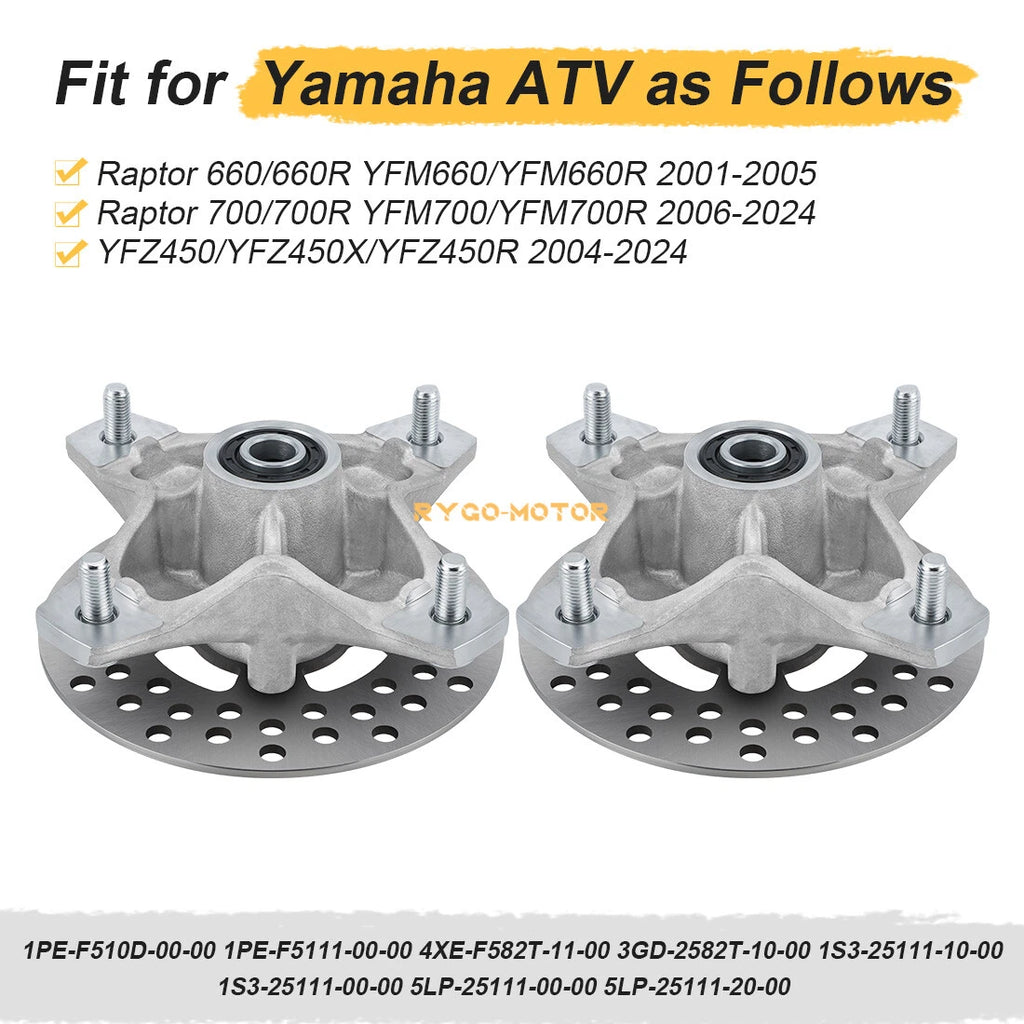 2 Front Wheel Hub & Rotor Kit for Yamaha Raptor 660R 700 700R (2001–2014)