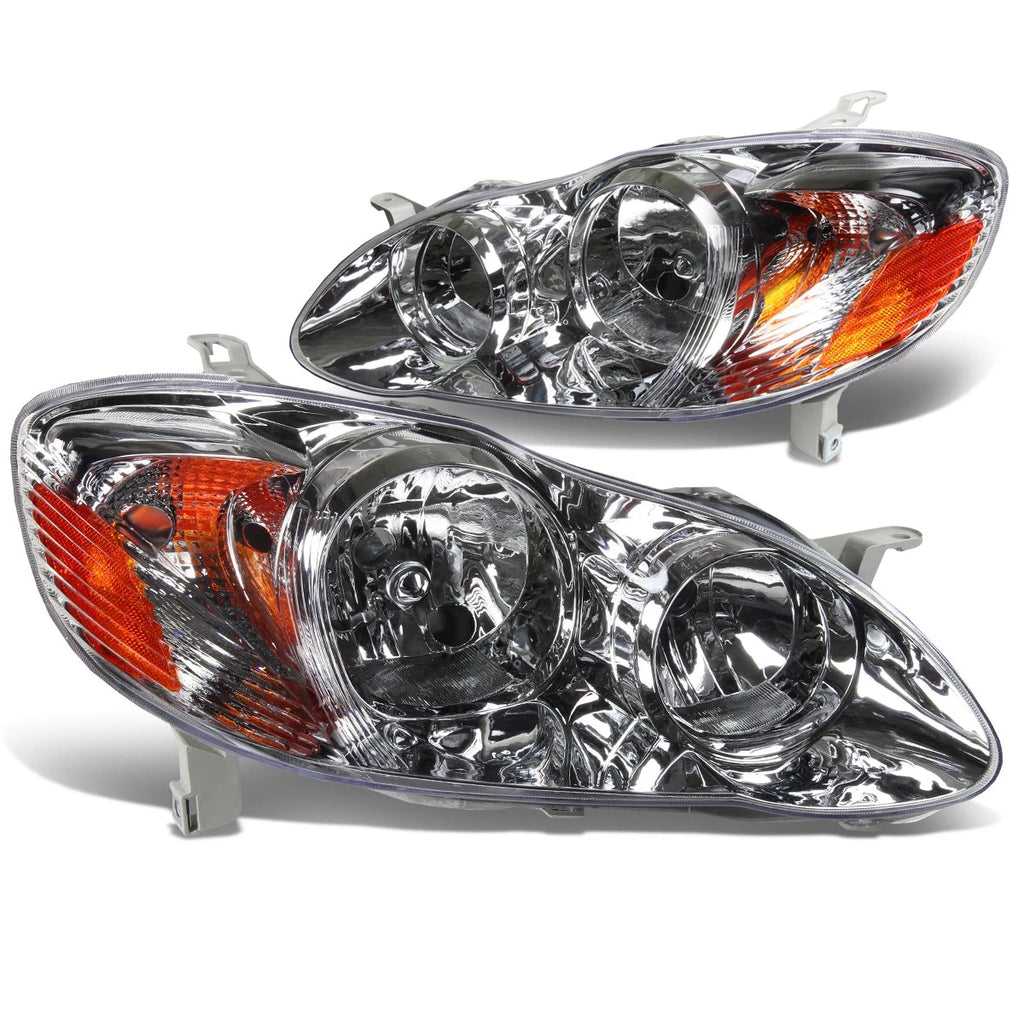 Chrome Clear Headlight + Amber Corner + Smoke LED Fog Light Kit for Toyota Corolla (2003–2008)