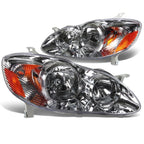 Chrome Clear Headlight + Amber Corner + Smoke LED Fog Light Kit for Toyota Corolla (2003–2008)