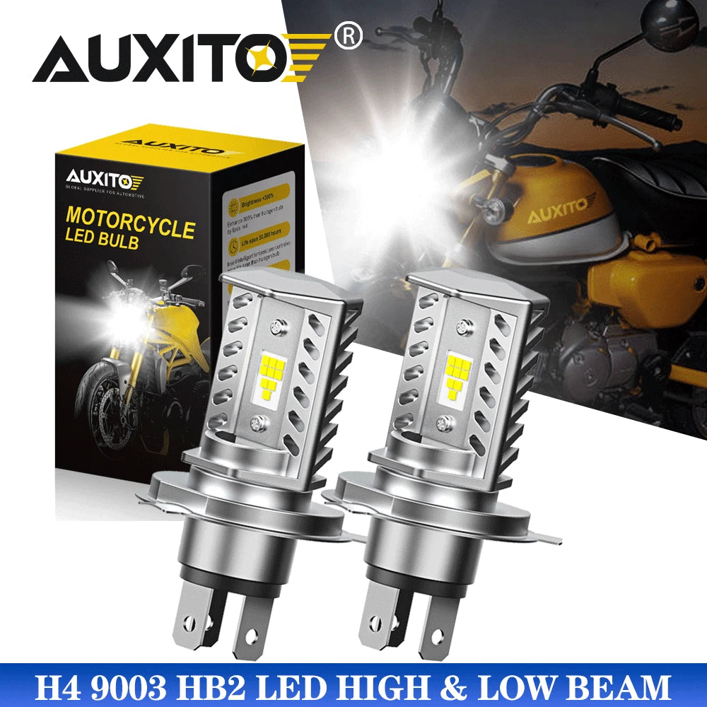 2PC AUXITO H4 9003 HB2 LED Bulb for Motorcycle (Hi/Lo Beam)