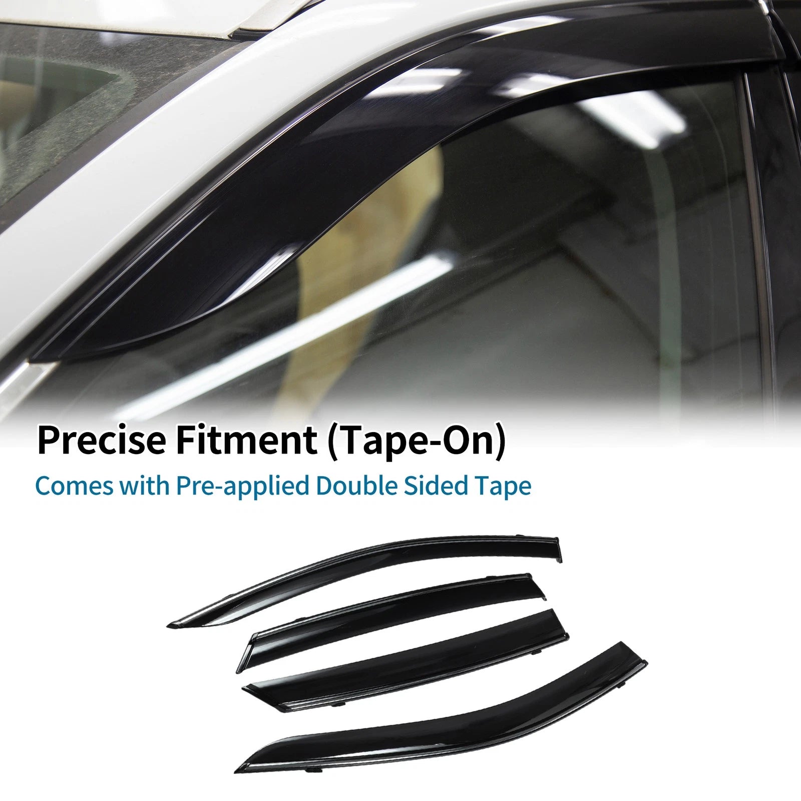 Set of 4 Window Deflectors for Hyundai Sonata (2020) - Black Vent Visors