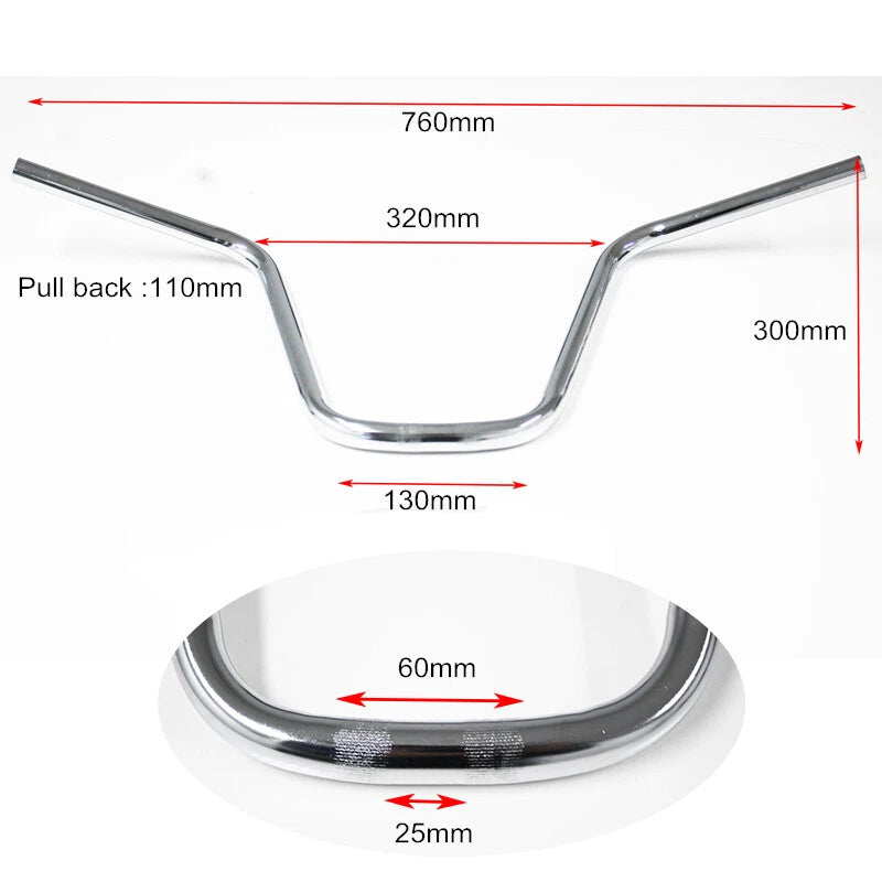 22 MM 7/8" Chrome Handlebars for High Rider Bicycle