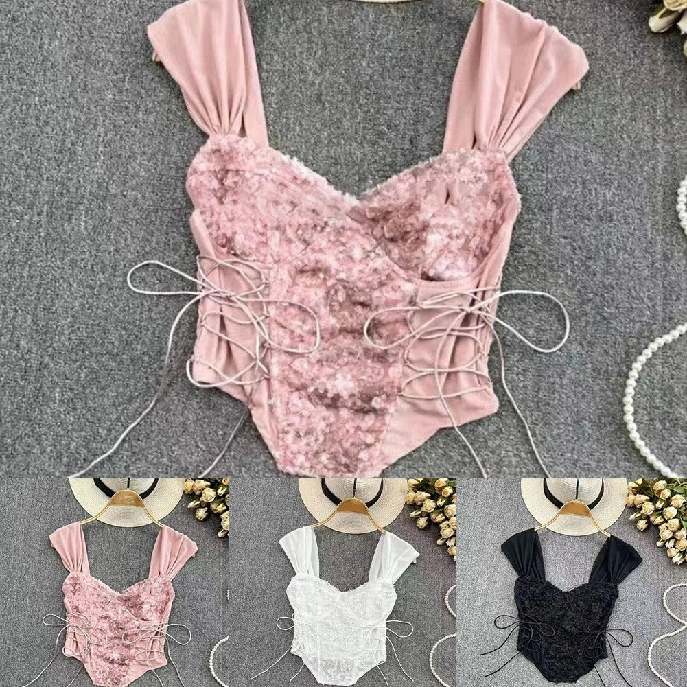 Sleeveless Floral Lace Vest Top for Women (Spring/Summer Events)