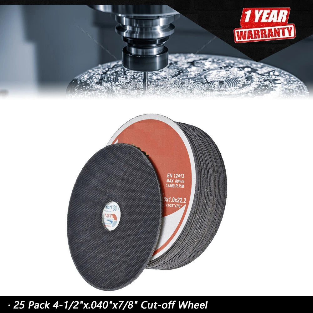 25 Pack Cutting Discs for Metal & Stainless Steel (4-1/2"x.040"x7/8")